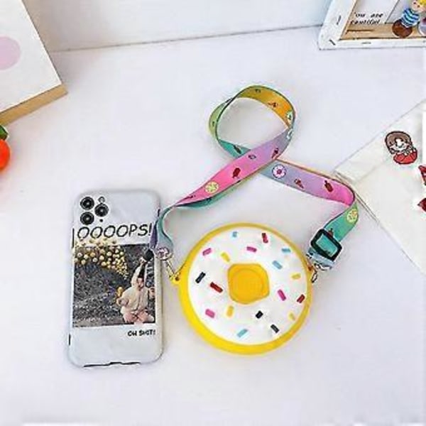 Donut Børne Pung Børnetaske Møntpung Sød Børne Møntpung Vilde Drenge Og Piger Messenger Taske Silikone Børnetaske Multi-farve Mulighed (pink)