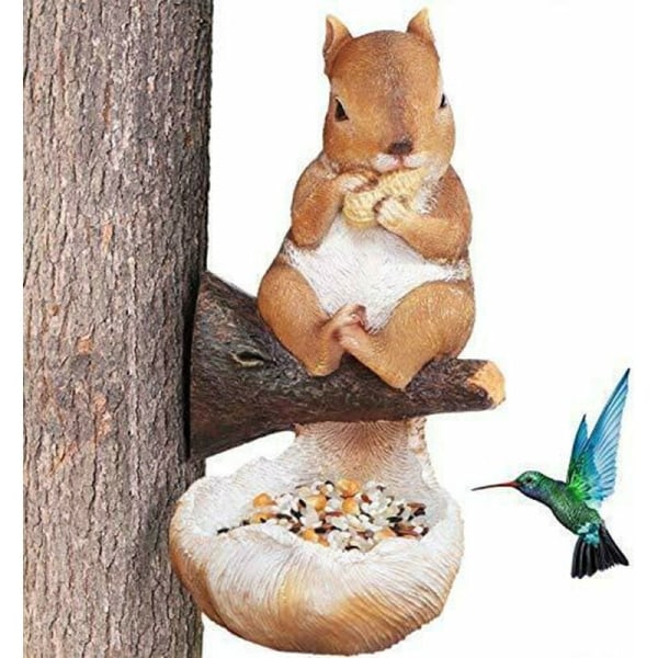 Squirrel Resin Bird House Wild Bird Bath Feeding Station Yard Garden