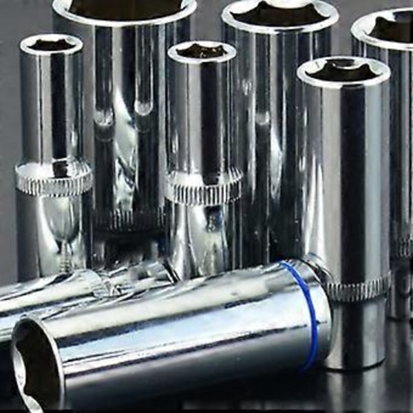 Uusi ammattikäyttöön tarkoitettu 8-osainen 3/8 tuuman syvä hylsysarja, metrinen, 10 mm - 19 mm