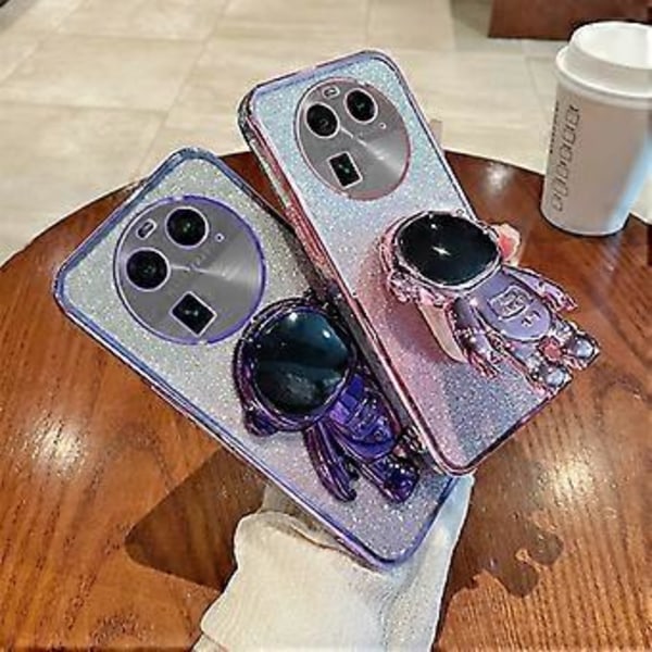 För Oppo Find X6 Pro Astronaut Ställ PC+TPU Repskydd Skal Elektroplätering Telefonfodral()