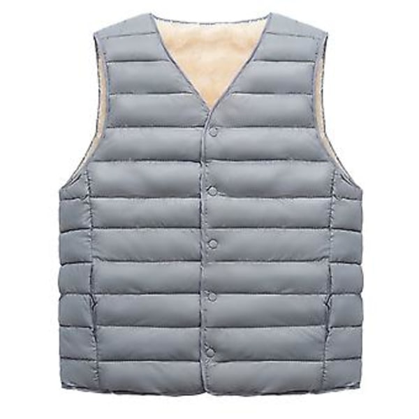 Vintervest i plysj med polstring, ensfarget, enkeltspent, uten ermer, kuldebestandig yttertøy, pluss størrelse, bomullsvest (2XL svart)