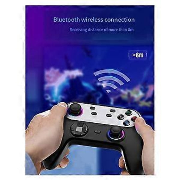 Trådlös handkontroll med programmeringsfunktion för Switch Pro, RGB-ljus, trådlös Bluetooth (Vit)