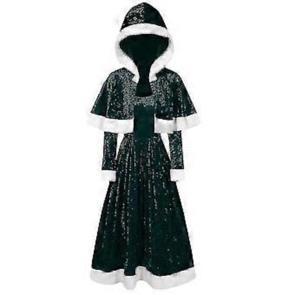 Dame Julemand Kappe Skøjteløber Fancy Dress Cosplay Kostume V (2XL Mørkegrøn)
