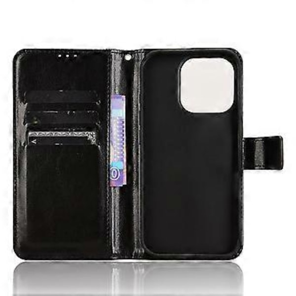Til iPhone 16 Pro Max Cover Crazy Horse Tekstur PU Læder Telefon Wallet Cover (Style A)