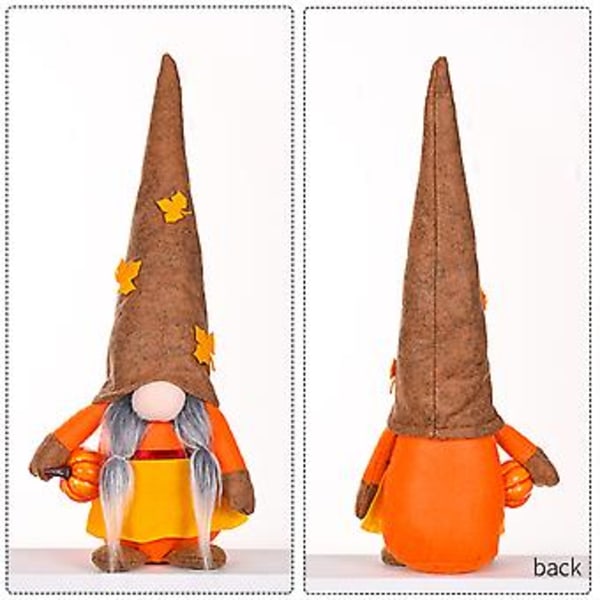 Høstsesong Nissepynt Ornament, Myk og Realistisk Dvergdukke med Gresskar, Festartikler ( )