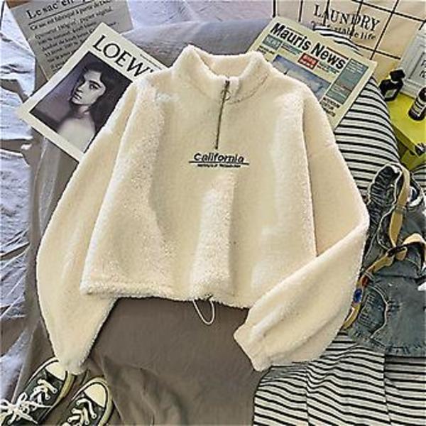 Höst-Vinter Begränsad Utgåva Cashmere Dammode Löst Brev Kort Tröja (M Vit)
