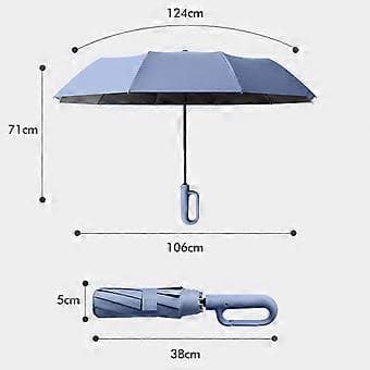 Ring Spänne Paraply Automatiskt Hopfällbart Paraply Lättvikts Reseparaply för (Blå 106cmx71cm)