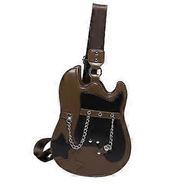 Axelväska för kvinnor, lättviktsgåva, gitarrformad crossbody-väska för födelsedag, arbete (brun)