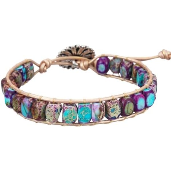 Kvinnor Boho Handgjorda Natursten Kristall Läder Pärla Wrap Armband Kollektion