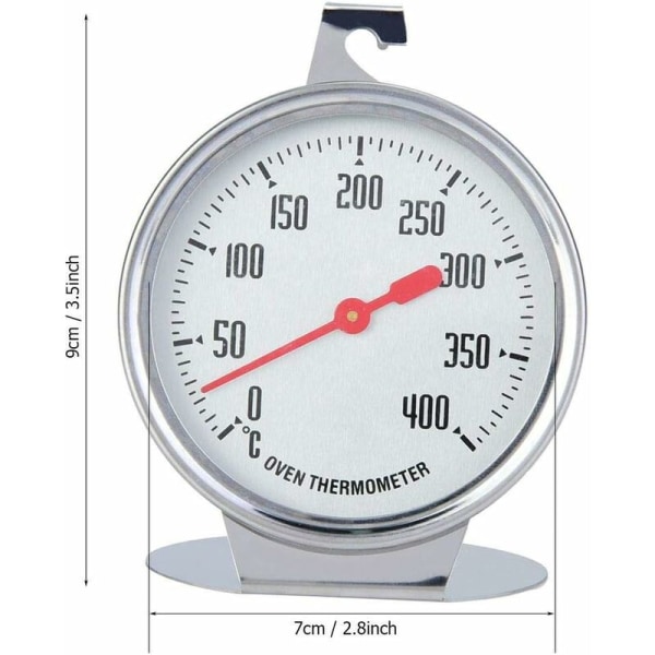 Stekeovnstermometer, temperaturmåler øyeblikkelig avlesning termometer rustfritt stål probe med krok for baking eller grill - 7 x 9 cm