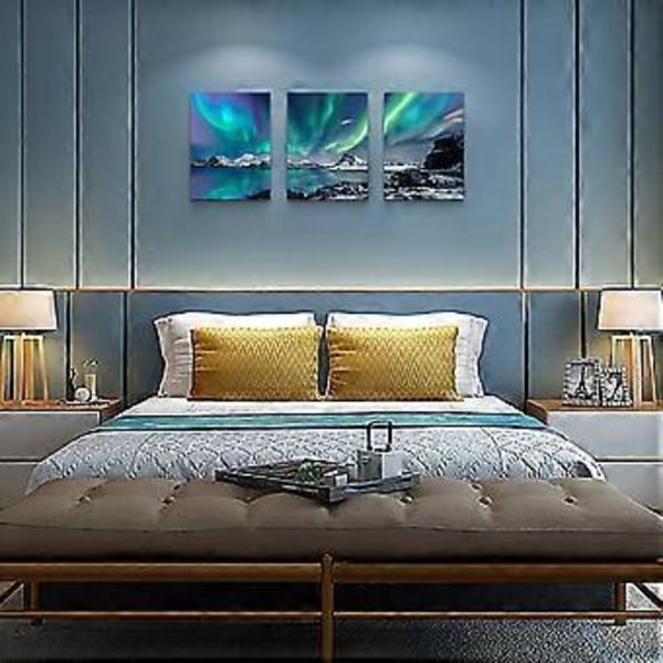 Väggkonst i lantlig stil, Aurora Landskapsmålning, Canvas Väggdekor, Vardagsrumsdekor