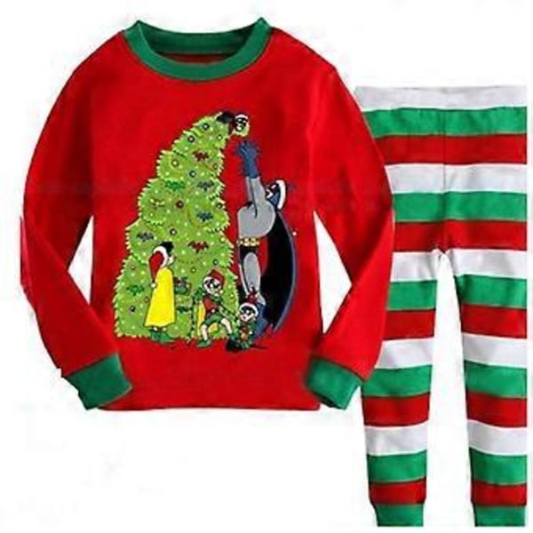 Familjematchande randiga julpyjamas för vuxna och barn - Julkläder för natten (4-5 år röd julgran)