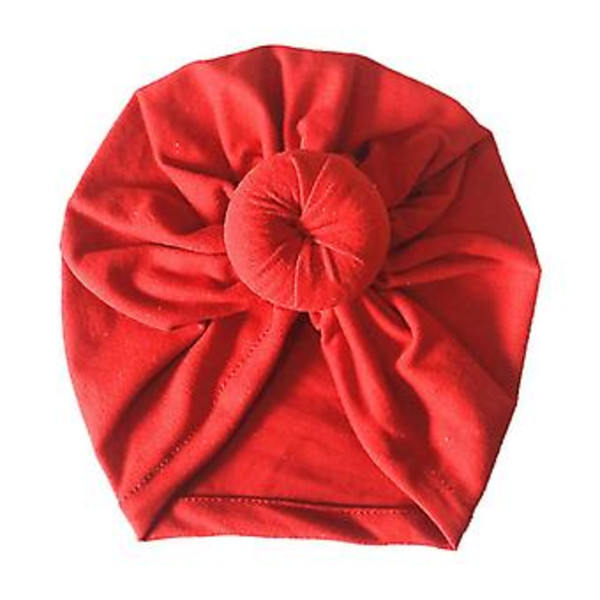 Spædbarn Baby Almindelig Beanie Turban Hat Knude Hætte Nyfødt Hoved Wrap Børn Børn Pandebånd (Rød)