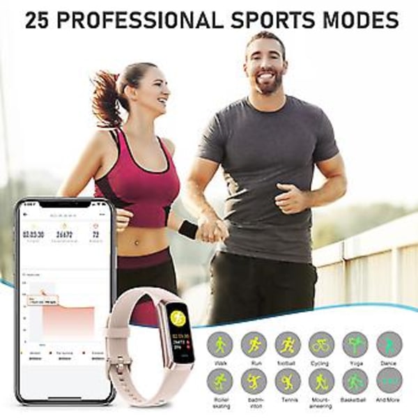 Fitness Tracker Smartklokke, Aktivitetstracker med 1,1\" AMOLED Berøringsskjerm i Farger, Vannresistent Steptracker for Android iPhones -GSL Hvit