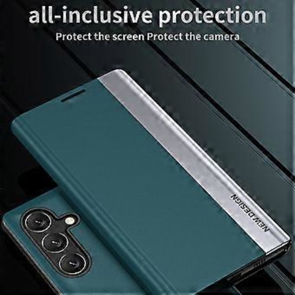 Til Samsung Galaxy A25 5G Etui Stødsikkert PC-skal + Læder Stand Telefon Cover (Lyseblå)