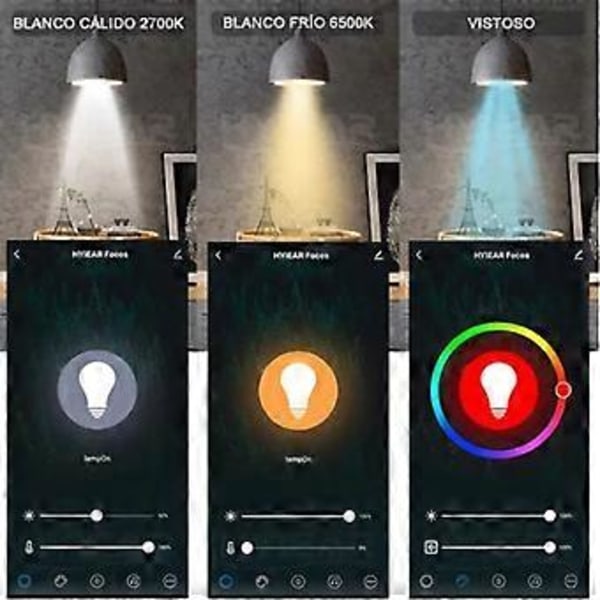 Smart WiFi LED Pærer Stemmestyring LED Farveskiftende Lys 2700K-6500K Varmt Lys Dæmpbar E27 Pære 9W 100-130V