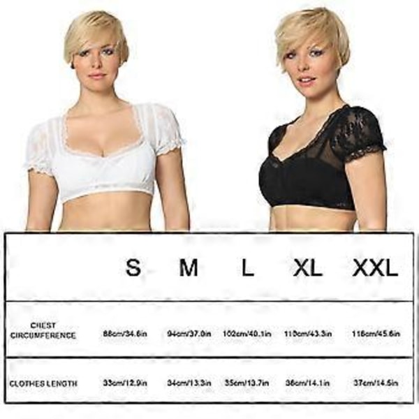 Ny HotSale Dame Elegant Dirndl Bluse Sort Dirndl Bluse Blondebluse Til Oktoberfest (XL Sort)