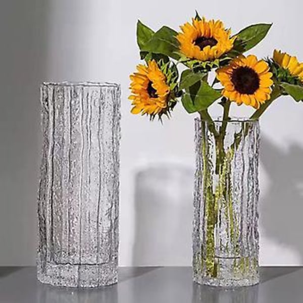Extremt Frusen Glaciär Sten Vas Glas Klar Ins Vind Arrangemang Blomma Ros Blomma Bord Dekoration (L Svart)
