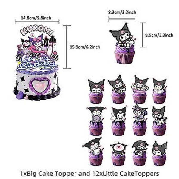 Sanrio Kuromi Barn Dekorationssats för Fester med Söta Anime-Motiv - Ballonger, Banner, Tårta Topper, Tillbehör ( )