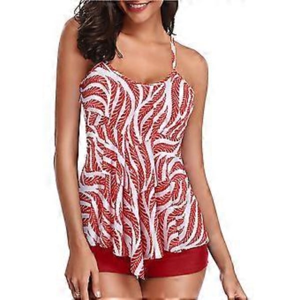Tankini-badedragter til kvinder, lagdelt flæse-tankinitop med drengehorts, todelt badetøj (style1433)