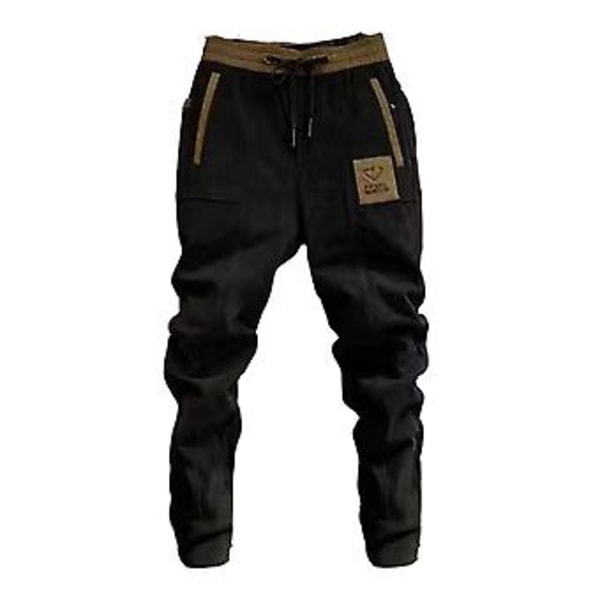 Mænds Harem Bukser i Corduroy med Elastisk Livbånd og Kontrastfarvede Lommer (4XL Sort)