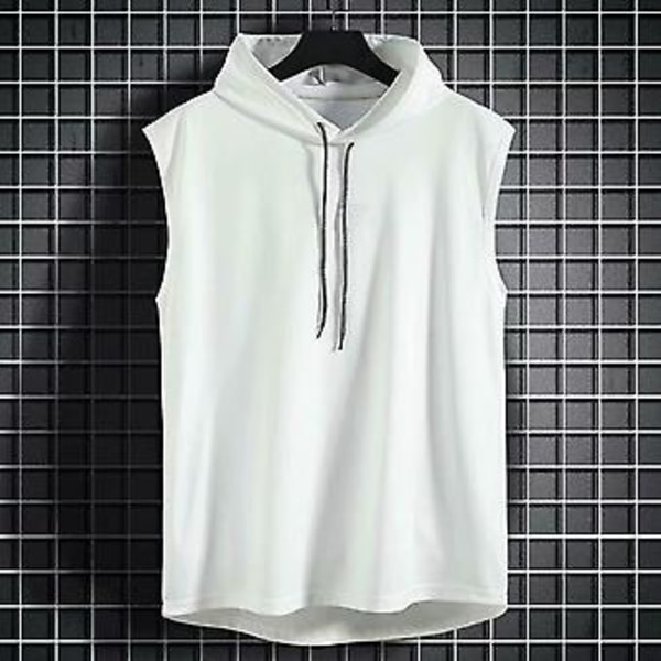 Fianao Herre T-shirt Ren Farve All Match Løstsiddende Svedabsorberende Sommer T-shirt til Basketball (M Sort)