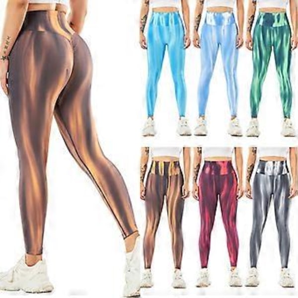 Tie-dye Fitness Yoga Bukser Gym Tummy Control Sports Leggings (M Grå)