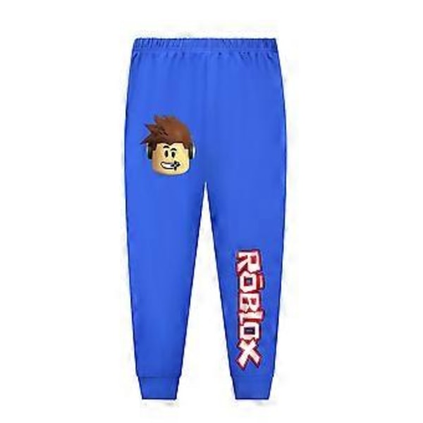 7-14 år Barn Pojkar Flickor Roblox Spel Tryckt T-shirt Toppar Byxor Pyjamas Set Pjs Sovkläder Nattkläder (9-10 år Mörkblå)