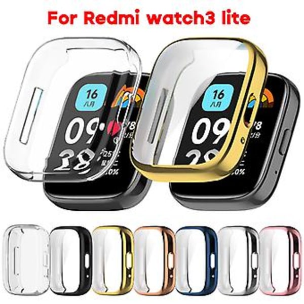 Skyddande Bumper Case Sleeve Ram för RedmiWatch 3 Lite Repskydd (Pläterad svart)