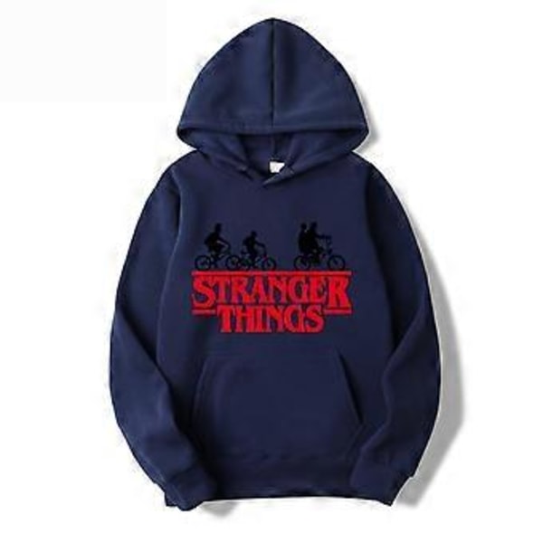 Stranger Things Tema Tonåringar Män Hoodies Långärmad Huvad Tröja Pullover Toppar 1(3XL Marinblå)
