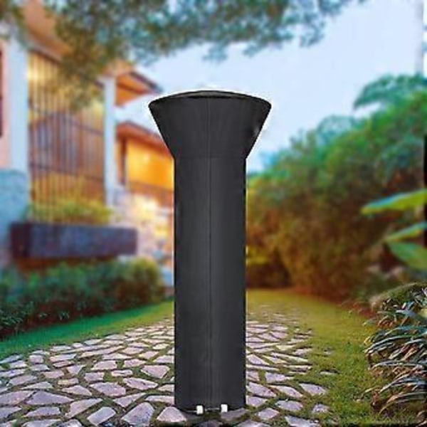 Terrassevarmerovertræk med lynlås og opbevaringstaske, vandtæt, støvtæt, vindtæt, soltæt, snetæt, sort, 226 cm højde x 84 cm kuppel x 48 cm base