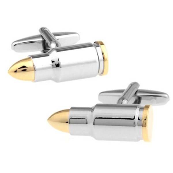 2 Two Tone Shell Casing Army Police Par Cufflinks i en gaveæske og poleringsklud