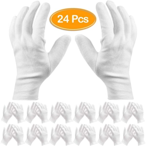 12 pairs of white cotton gloves Thin and light soft elastic cotto