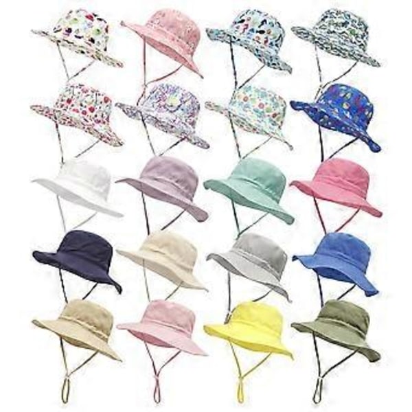 Barnehatt Søt Solhatt Unisex Babyhatt Sommer Reise Strandlue Justerbar Barnlue for 2-6 År Barn (lilla blomst)