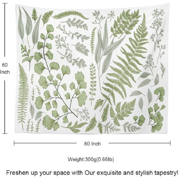 Botanisk polyestertyg gobeläng blommig med grön vit vår