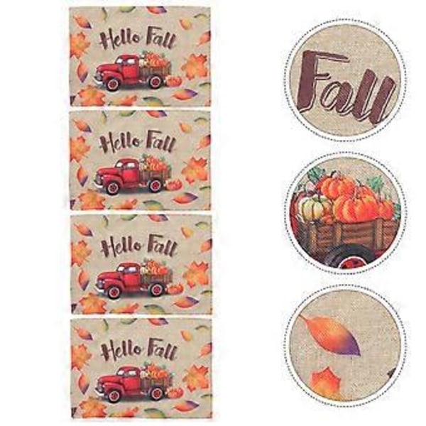 4 KPL Syksyn Koristeellinen Tabletti Pumpkin Maple Leaf Tabletti Sadonkorjuu Sisustus