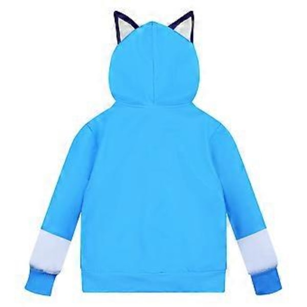 Børn Drenge Piger Bingo Bluey Tegneserie Trykte Hoodies Frakke Casual Hoody Jakke Lynlås Hættede Yderbeklædning (6-7 År Blå)