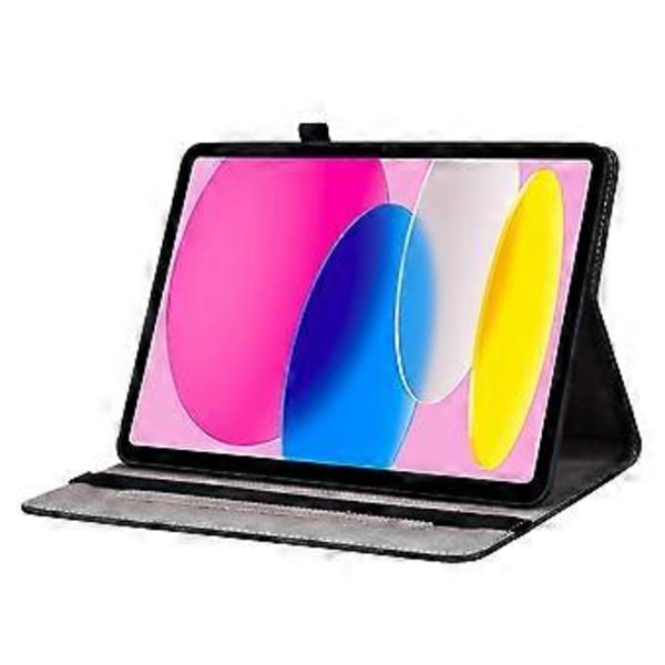 Til iPad (2025) / 10.9 (2022) Læder Etui Mønster Printet Stand Tablet Cover med Kort Slots (Sort Orkide)