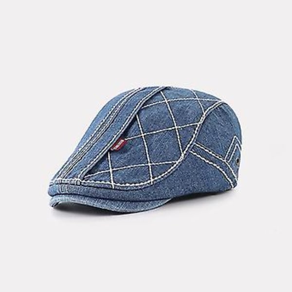 2023 Forår og Sommer Denim Ivy Hat til Dreng Pige Dame Bomuld Vask Gammel Lille Størrelse Beret Mænd Jeans Maler Hat 52-56cm (Mellemblå)