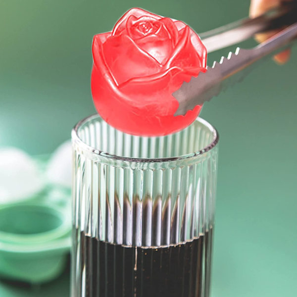 Isterningbakke, 2,5 tommer isterning silikoneforme, 2 hulrum rose 2 diamo