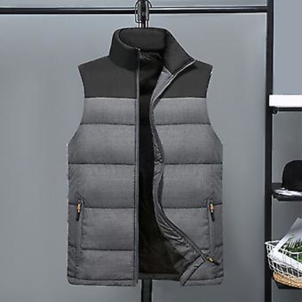 Fianao Vindtät Väst för Män i Bomullsstoppad Tjock Plus Storlek med Blixtlås för Dagligt Bruk (XL Mörkt Orange)