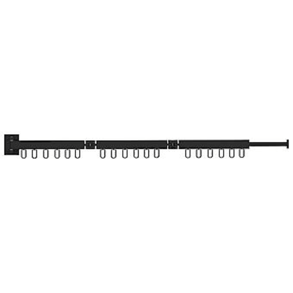 Foldbar Tøjstativ i Aluminium, Høj Belastning, Pladsbesparende, Hængende Stang til Balkon (30 cm Sort Tredelt)