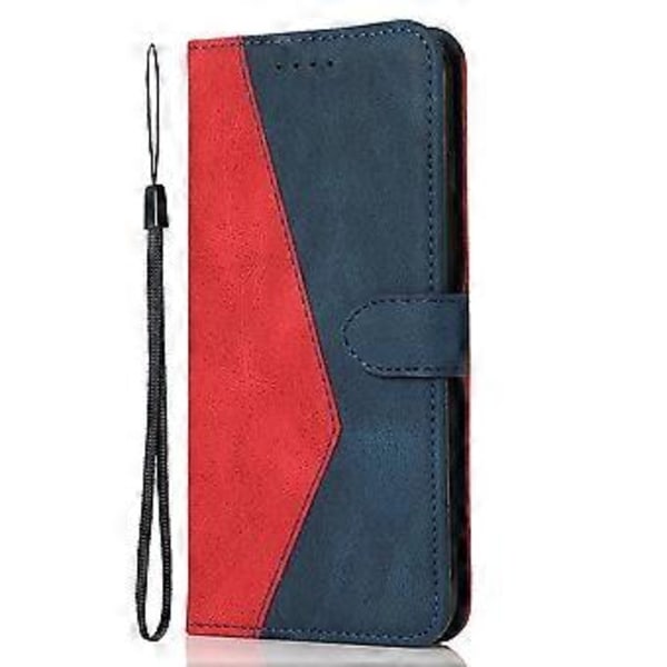 Fodral till Samsung Galaxy S25 Ultra, färgskarvad plånboksfodral i läder med handledsrem (Stil B)