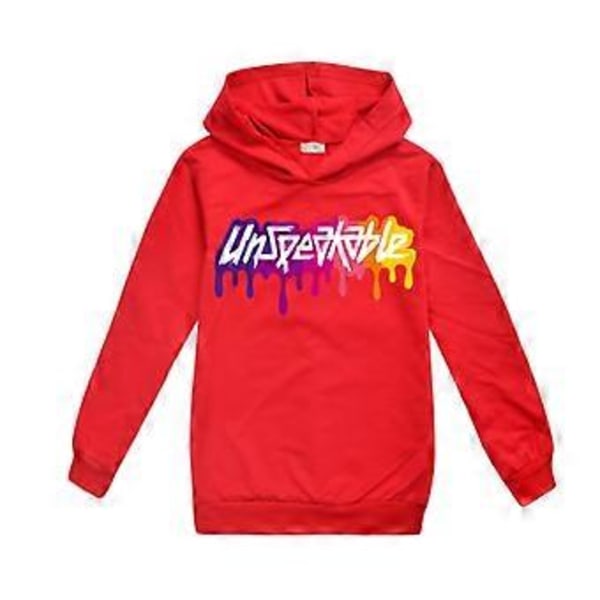 Børn Drenge Piger Udtalelige Trykte Hoodies Hættetrøje Trøje Topper (7-8 År Rød)