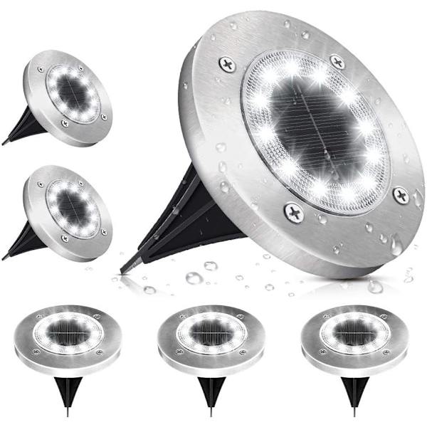 6 st Solcellslampor för Utomhus Solcellslampor för Trädgård 12 LED Marklampa