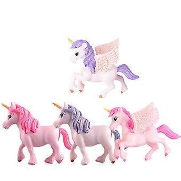 4 st Mini Enhörning Dekorationer Miniatyr Djurfigurer Trädgård Enhörning Modeller