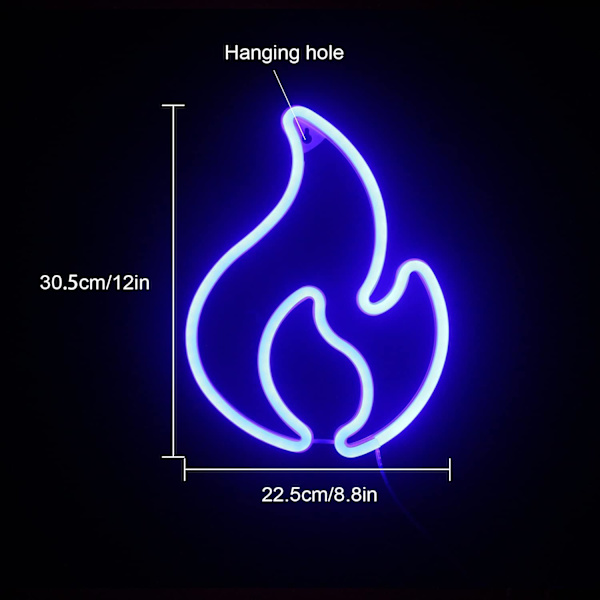 Flamma Neon Skyltar För Väggmonterad Blå Neon LED Skylt Lyser Upp
