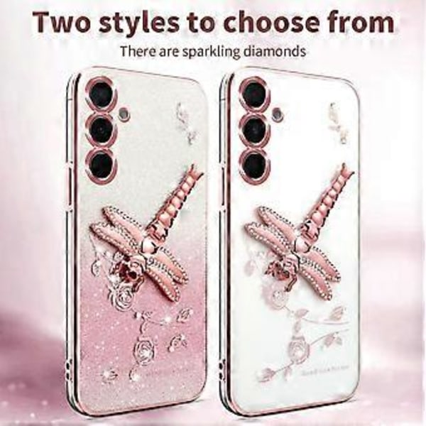KADEM Skal för Samsung Galaxy A15 5G/4G Fjäril Stöd TPU Blommor Glitter Mobilskal (Stil C)