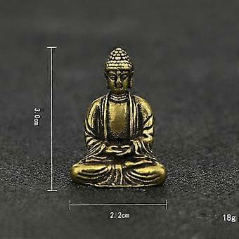 Miniature Sakyamuni statue i messing, skulptur tilbedelse Buddha ornamenter (A)