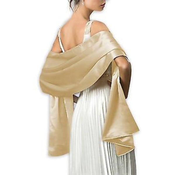Satin Sjal och Wraps för Kvinnor till Aftonklänningar, Brudtärna Bröllopssjal och Wraps, Eleganta Klännings Sjal och Wraps för Aftonkläder (Champagne)